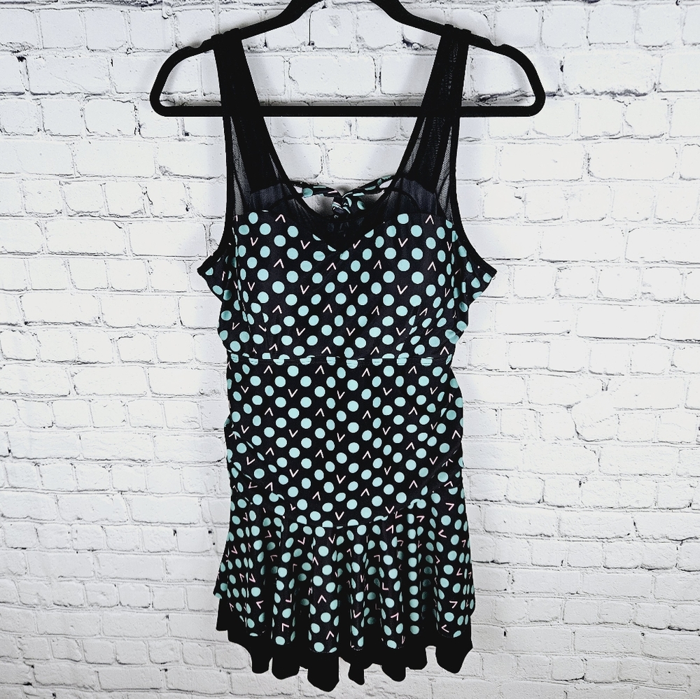 Polkadot one piece skirt swim drsss